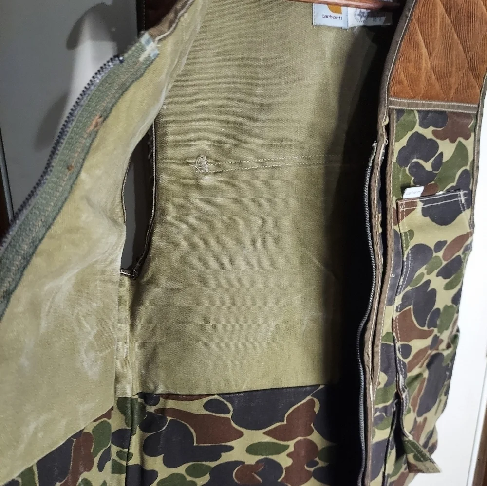 Vintage Carhartt Canvas Duck Camouflage Hunting Vest